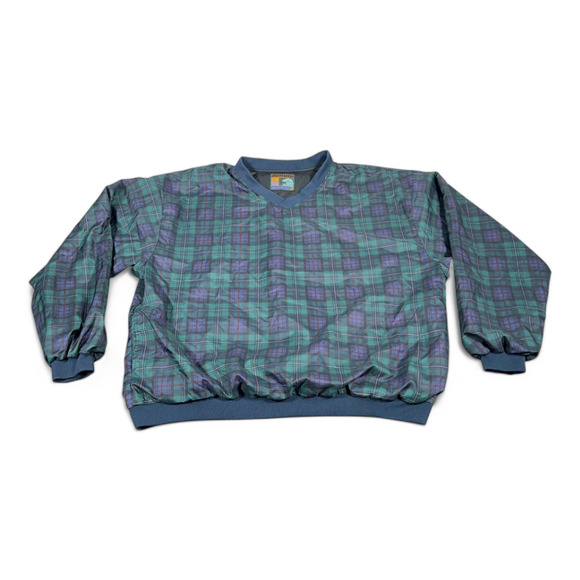 Vintage Forresters Sweater Adult XXL Blue Green Blackwatch Plaid Pullover 90s - Picture 1 of 8